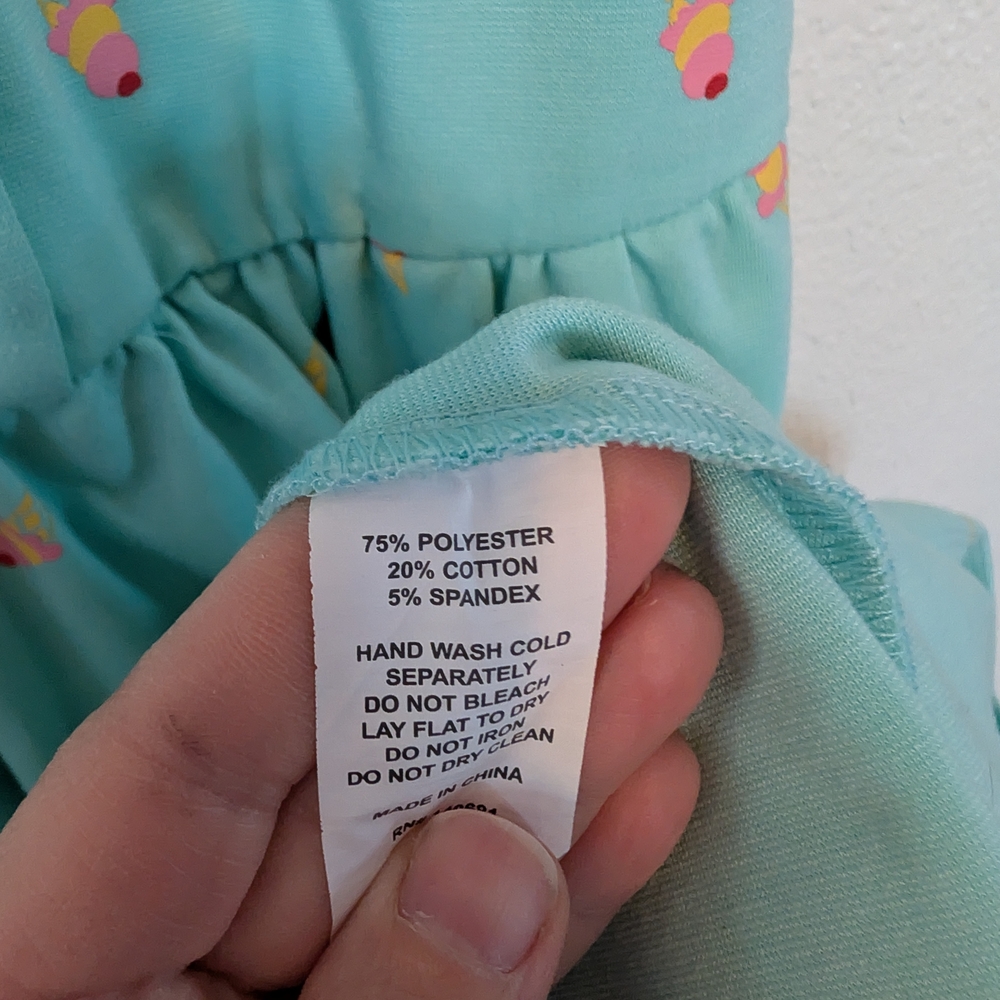 Unique Vintage Mint Green Ice Cream Print Josie Fit & Flare Dress Novelty Summer - Picture 5 of 7